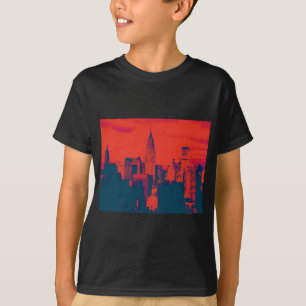 Roter Retro-Stil Pop Art New York City T-Shirt