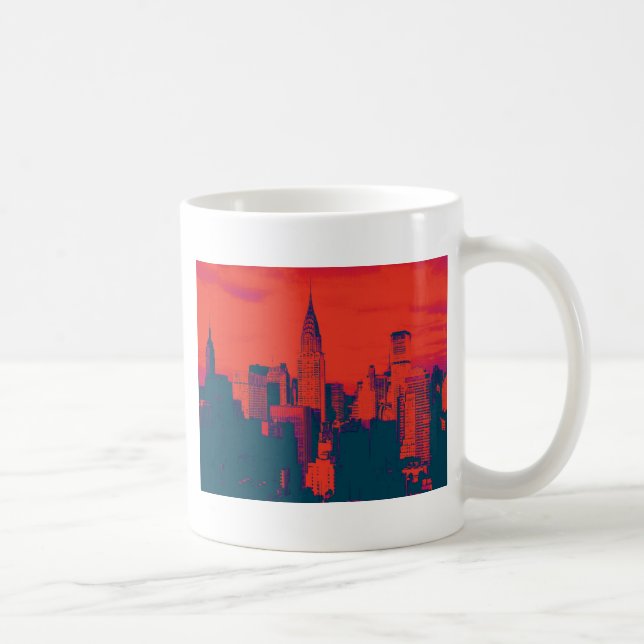 Roter Retro-Stil Pop Art New York City Tasse (Rechts)