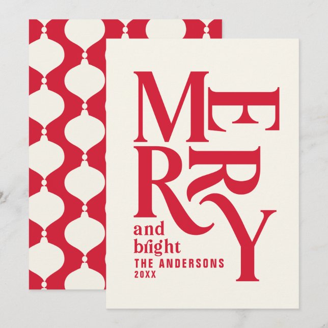 Roter Retro Vintag fröhliche Chritsmas Ankündigung (Vorne/Hinten)