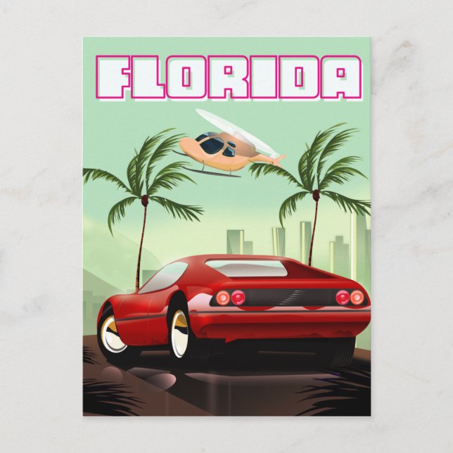 Roter Retrosportwagen Postkarte (Vorderseite)