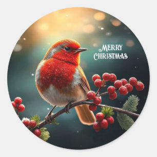 Roter Robin-Feiertagsaufkleber Runder Aufkleber