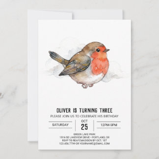 Roter Robin-Natur-Geburtstag Einladung