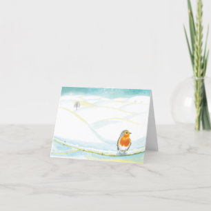 Roter Robin und weiße Winterlandschaft-Illustratio Feiertagskarte