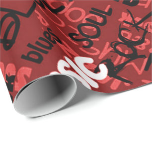 Roter Rock Pop R & B Musiktext Geschenkpapier