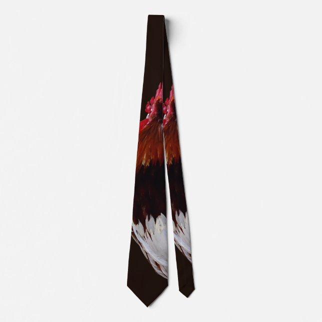Roter Rooster mit Federn aus weißem Schwanz Krawatte (Vorderseite)