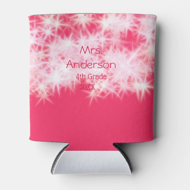 Roter rosa Glitzer funkelt zurück zur Schullehreri Dosenkühler (Vorderseite)