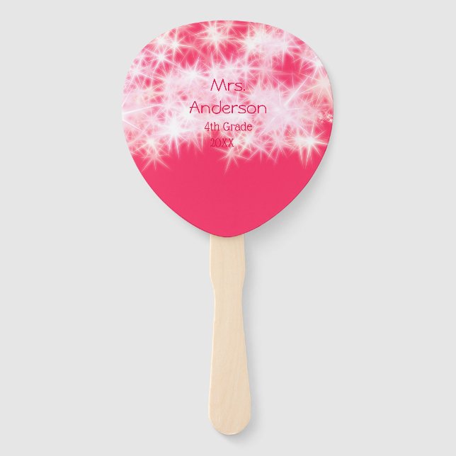 Roter rosa Glitzer funkelt zurück zur Schullehreri Fächer (Vorderseite)