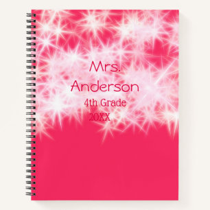 Roter rosa Glitzer funkelt zurück zur Schullehreri Notizbuch
