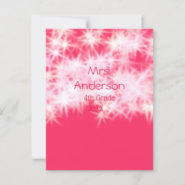 Roter rosa Glitzer funkelt zurück zur Schullehreri Postkarte