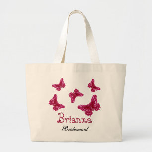 Roter rosa Schmetterlings-personalisierte Jumbo Stoffbeutel