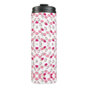 Roter & rosafarbener symmetrischer Blumen-Garten-M Thermosbecher