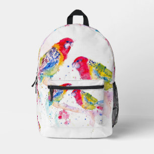 Roter Rosella-Papagei Aquarell Papageien Jungen Vo Bedruckter Rucksack