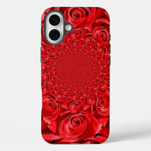 Roter Rosen Kaleidoskop   Frohen Valentinstag Kuns iPhone 16 Plus Hülle