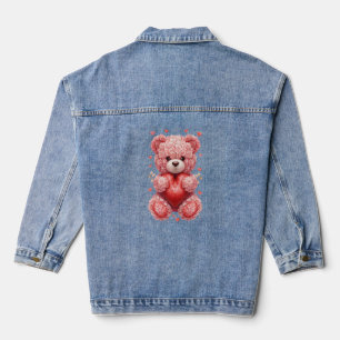 „Roter Rosen-Teddybär – Süßes Valentinsgeschenk fü Jeansjacke