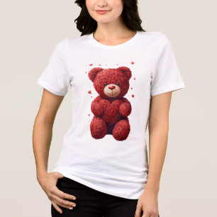 „Roter Rosen-Teddybär – Süßes Valentinsgeschenk fü Tri-Blend Shirt