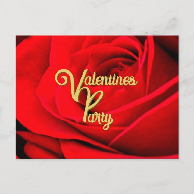 Roter Rosen Valentinstag Party Postkarte (Vorderseite)