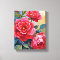 Roter Rosenbusch | Aquarell-Blumenmalerei