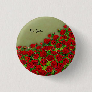 Roter Rosengarten Feld Lebendige Blumen Button
