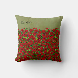 Roter Rosengarten Feld Lebendige Blumen Kissen