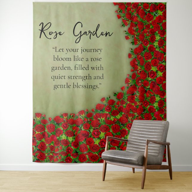 Roter Rosengarten Feld Lebendige Blumen Wandteppich (Beispiel)