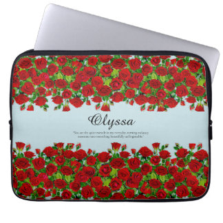 Roter Rosengarten Florale Individuelle Namen Roman Laptopschutzhülle