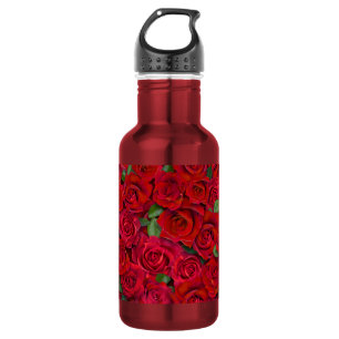Roter Rosengarten Florales Nahtloses Romantisches  Edelstahlflasche