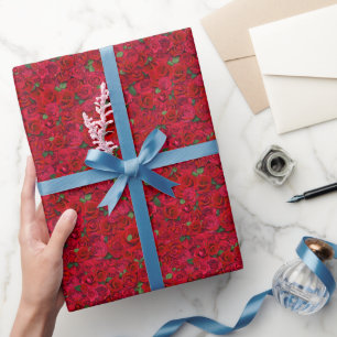 Roter Rosengarten Florales Nahtloses Romantisches Geschenkpapier