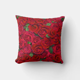 Roter Rosengarten Florales Nahtloses Romantisches Kissen