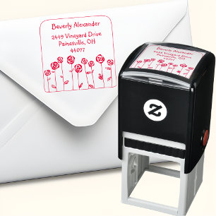 Roter Rosengarten Selbstfärbender Absender Stempel