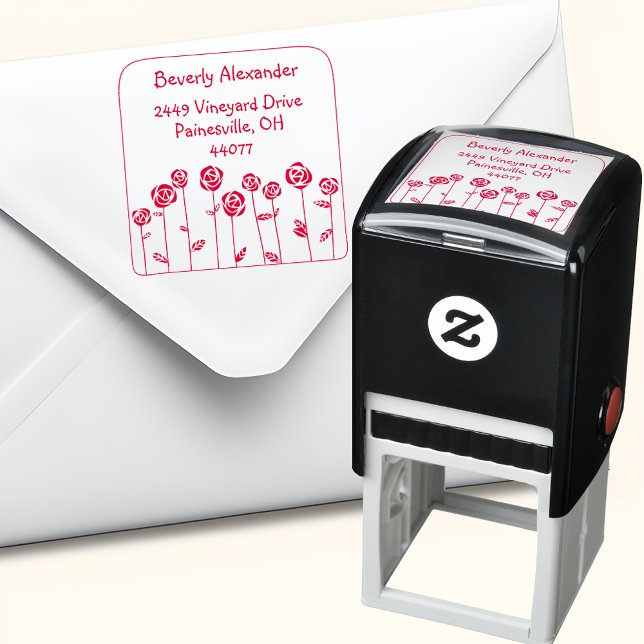 Roter Rosengarten Selbstfärbender Absender Stempel (Von Creator hochgeladen)