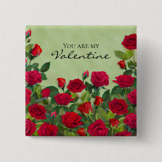 Roter Rosengarten Valentinstag Floralien Benutzerd Button