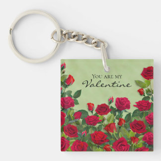 Roter Rosengarten Valentinstag Floralien Benutzerd Schlüsselanhänger
