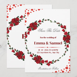 Roter Rosenkranz Save The Date Karte