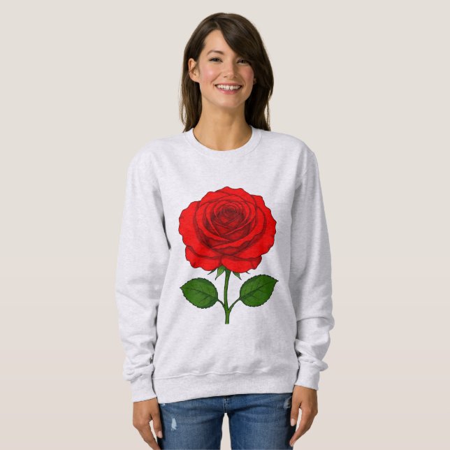 Roter Rosenpullover Sweatshirt (Vorne ganz)