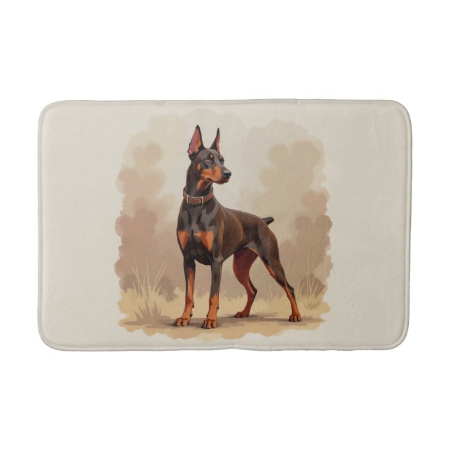 Roter Rostbrauner Dobermann Pinscher Hund Badematte (Vorderseite)