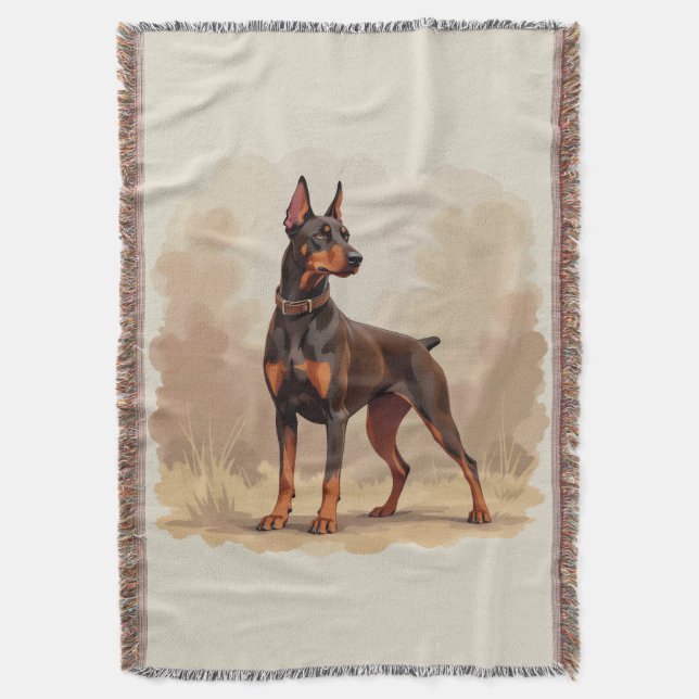 Roter Rostbrauner Dobermann Pinscher Hund Decke (Vorderseite Vertikal)