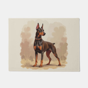 Roter Rostbrauner Dobermann Pinscher Hund Fußmatte