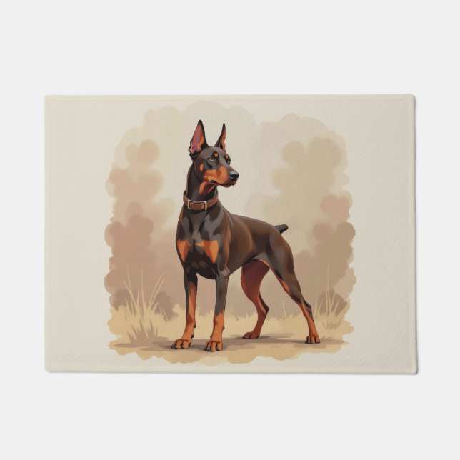 Roter Rostbrauner Dobermann Pinscher Hund Fußmatte (Vorderseite)