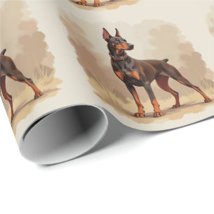 Roter Rostbrauner Dobermann Pinscher Hund Geschenkpapier
