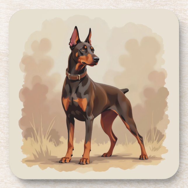 Roter Rostbrauner Dobermann Pinscher Hund Getränkeuntersetzer (Vorderseite)