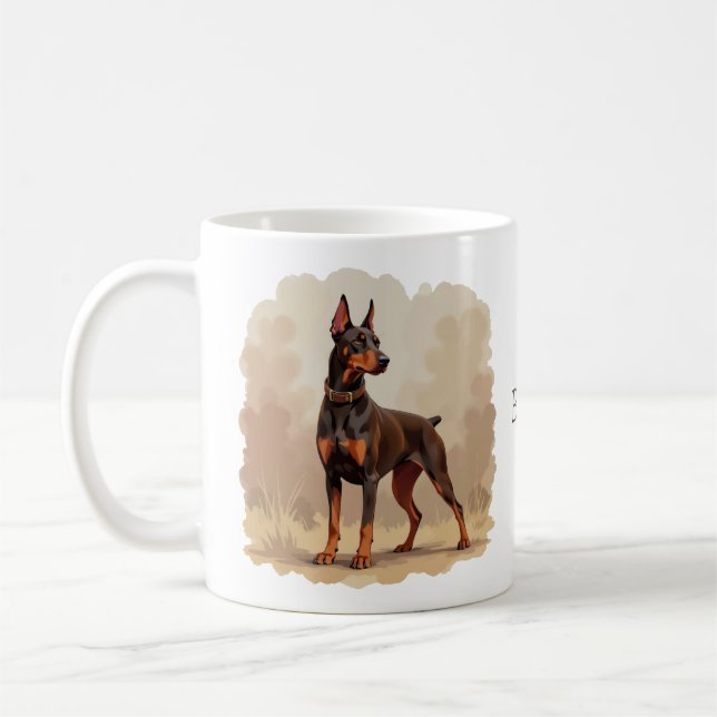 Roter Rostbrauner Dobermann Pinscher Hund Kaffeetasse (Links)