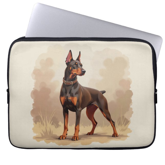 Roter Rostbrauner Dobermann Pinscher Hund Laptopschutzhülle (Vorderseite)