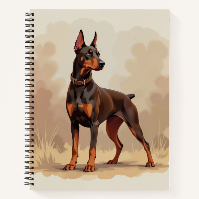 Roter Rostbrauner Dobermann Pinscher Hund Notizbuch (Vorderseite)