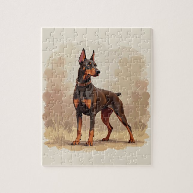Roter Rostbrauner Dobermann Pinscher Hund Puzzle (Vertikal)