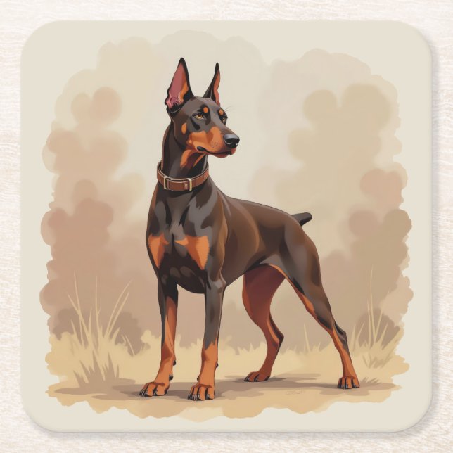 Roter Rostbrauner Dobermann Pinscher Hund Rechteckiger Pappuntersetzer (Vorderseite)