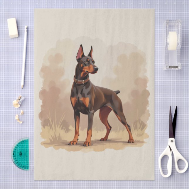 Roter Rostbrauner Dobermann Pinscher Hund Seidenpapier (Handwerk)