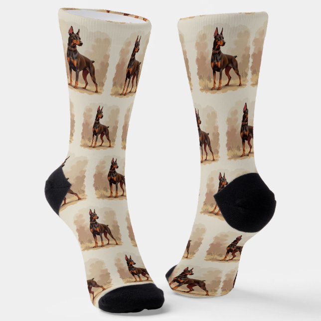 Roter Rostbrauner Dobermann Pinscher Hund Socken (Gewinkelt)