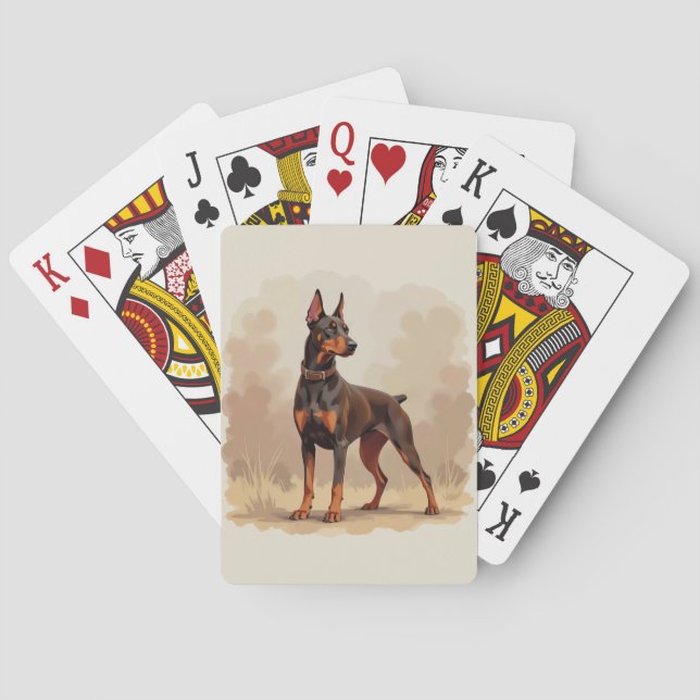 Roter Rostbrauner Dobermann Pinscher Hund Spielkarten (Rückseite)