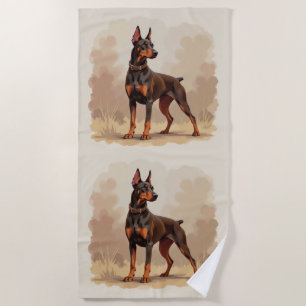 Roter Rostbrauner Dobermann Pinscher Hund Strandtuch