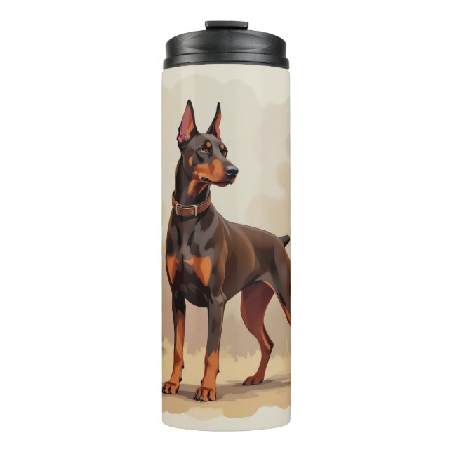 Roter Rostbrauner Dobermann Pinscher Hund Thermosbecher (Vorderseite)